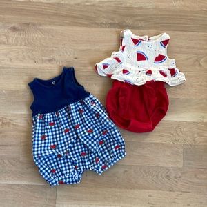 Lot of Watermelon Bubble Romper Set 6-9m